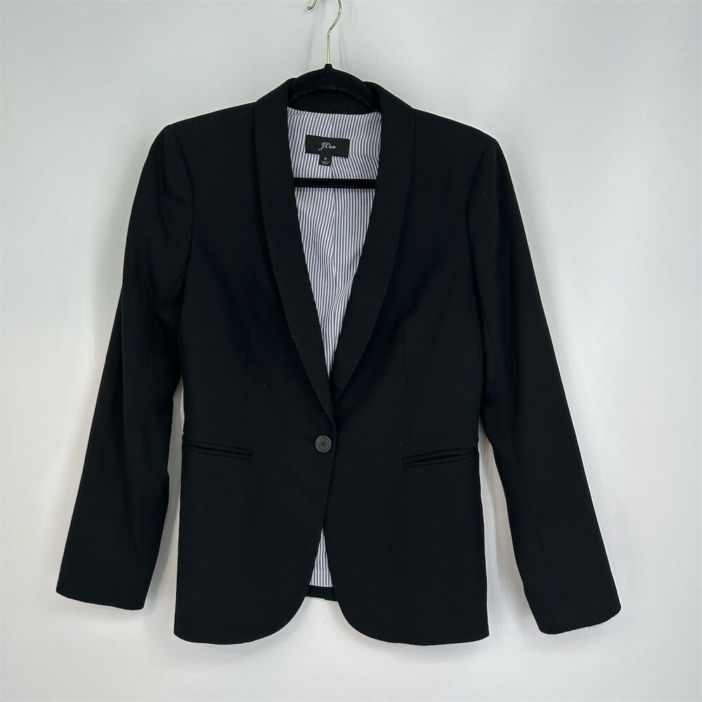 J.Crew Parke Wool Blazer Black Classic Tailored Workwear Jacket, size 2 - Picture 5 of 15